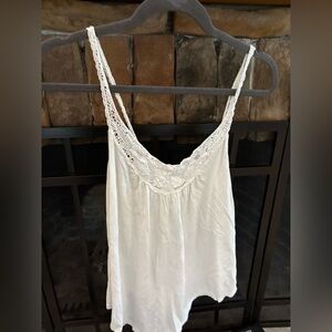 Elegant White Lace Trimmed Tank Top